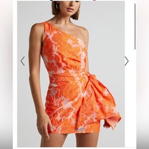 Reverse Orange One-Shoulder Cocktail Dress